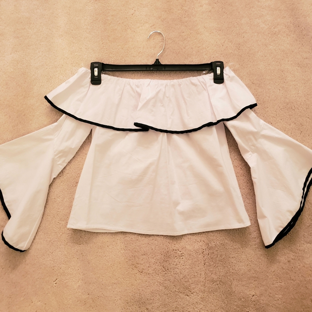 Black and White Off the Shoulder Top